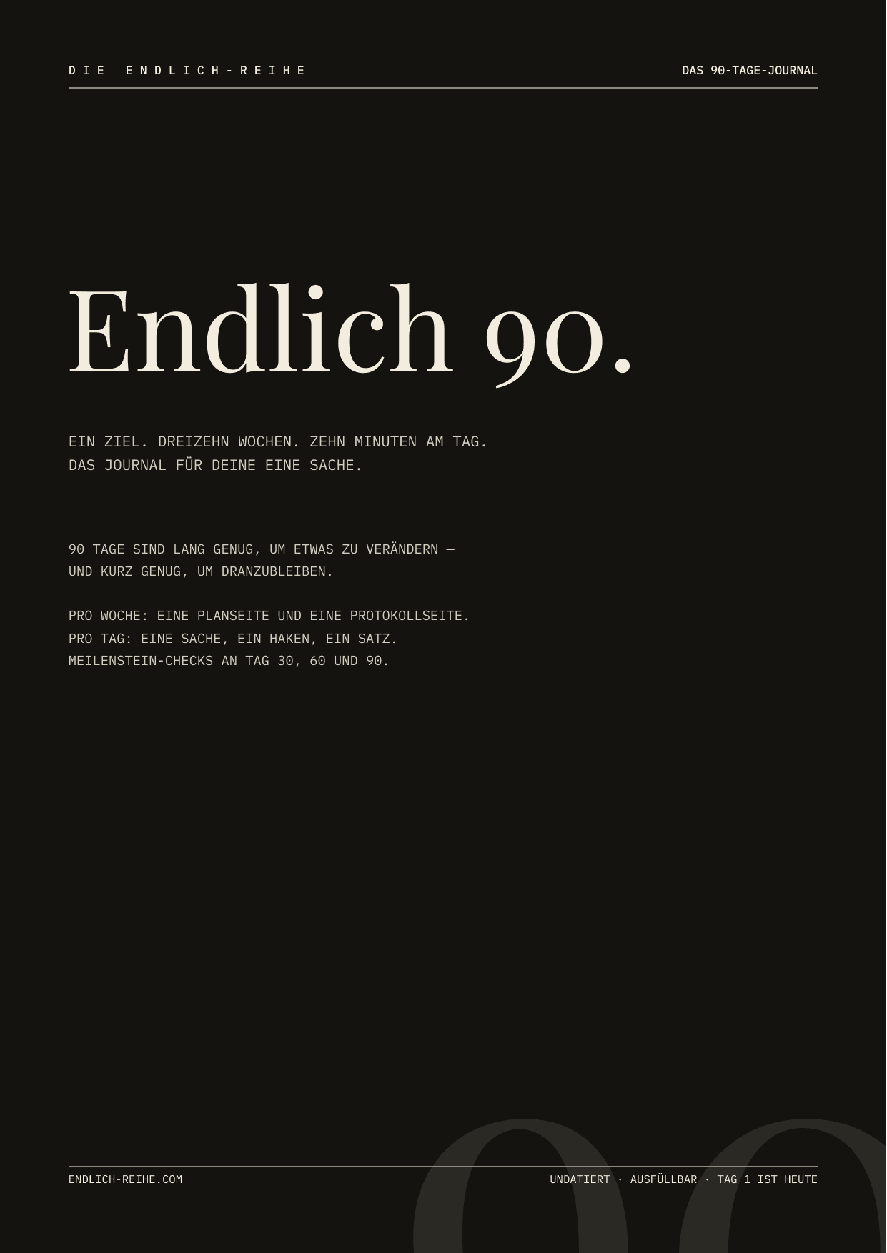 Cover: Das ENDLICH-90-Tage-Journal
